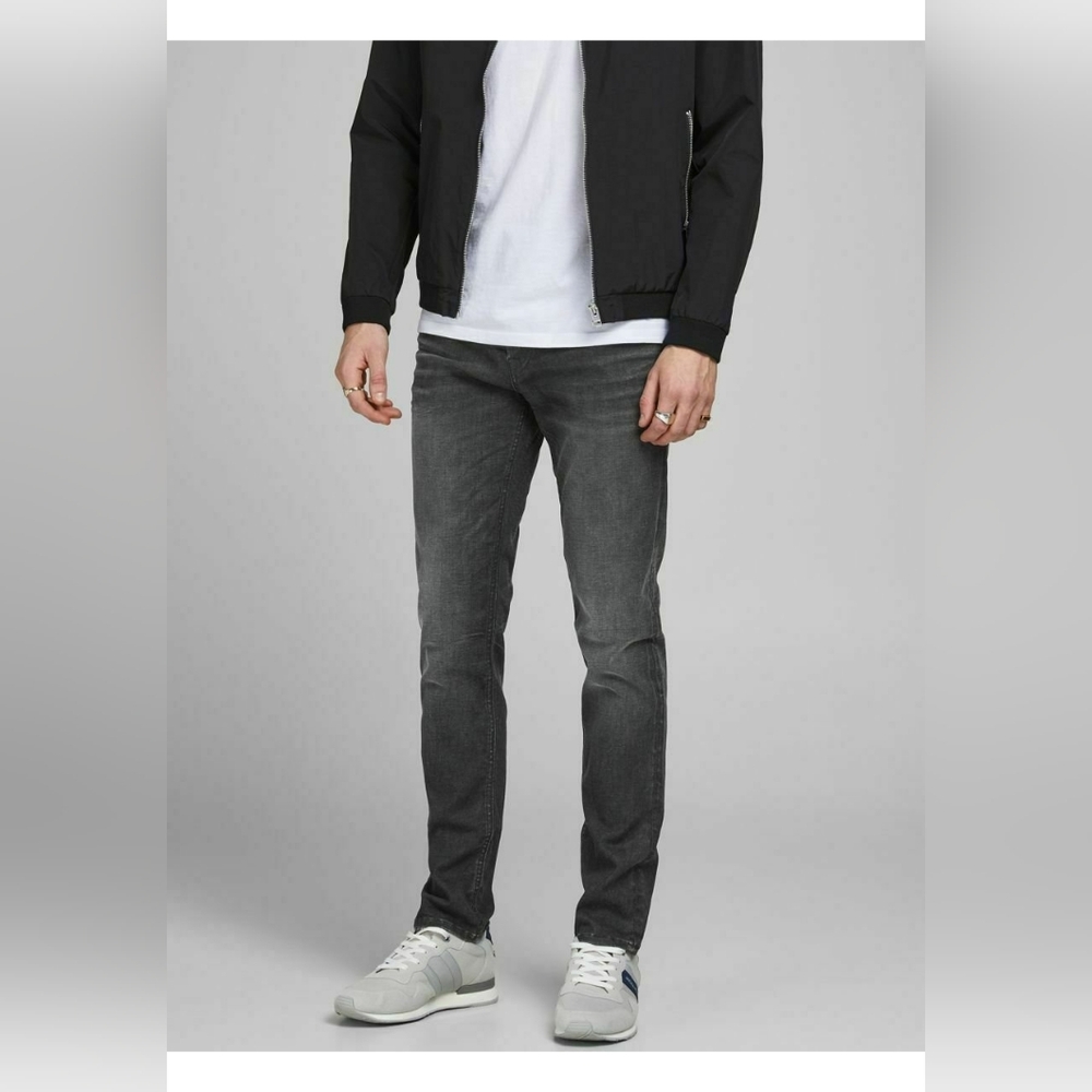 Jack And Jones Dark Gray Slim Straight Jeans